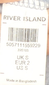 River Island Men's Blue Pullover Hoodie Size S Fleece Logo Design