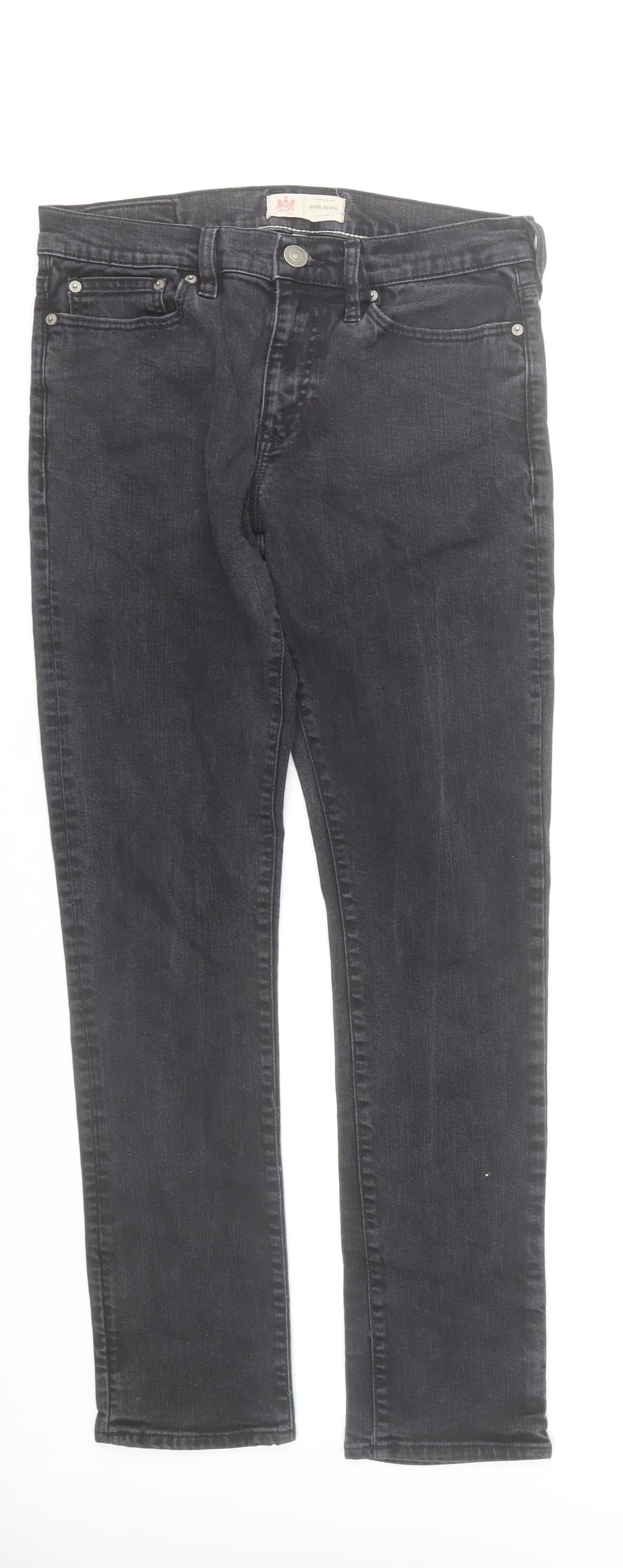 River Island Men's Black Slim Skinny Jeans 30W 32L Denim Stretch