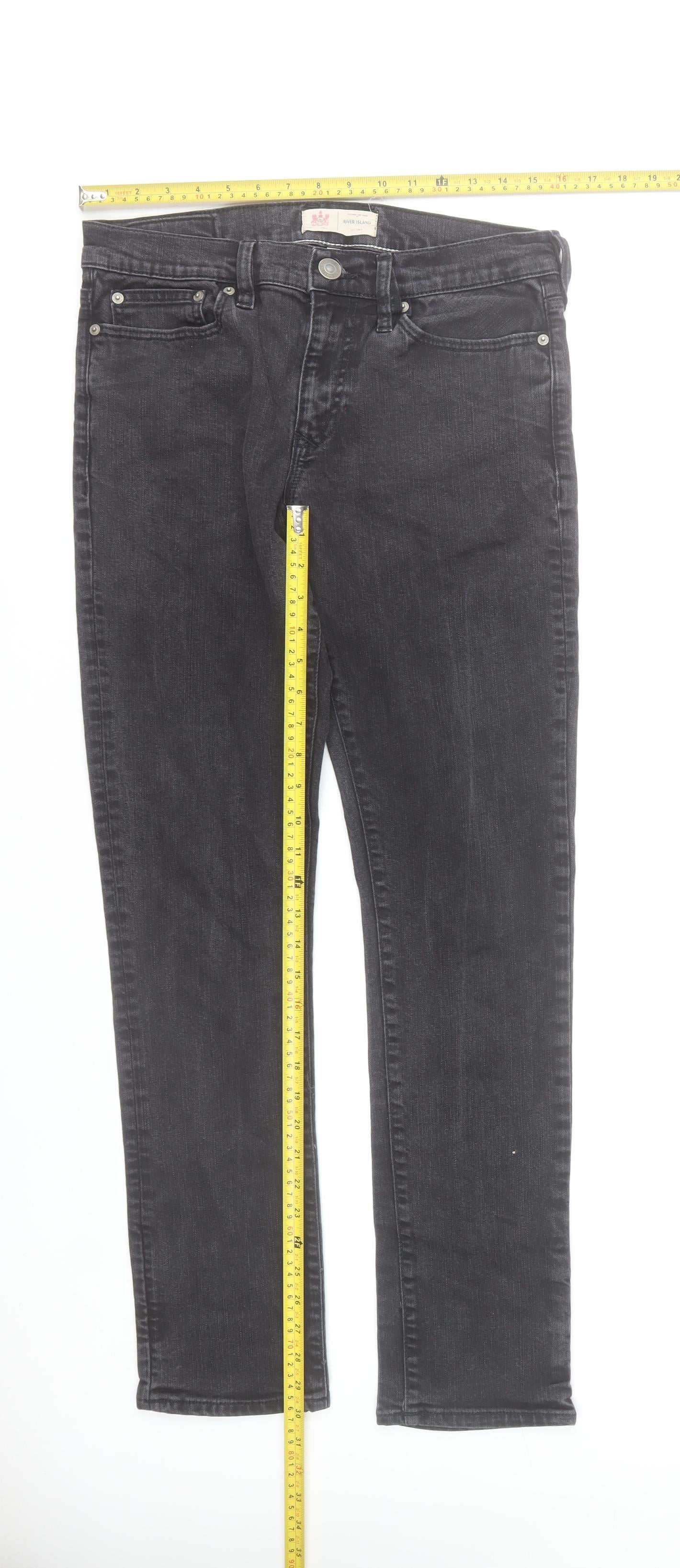 River Island Men's Black Slim Skinny Jeans 30W 32L Denim Stretch
