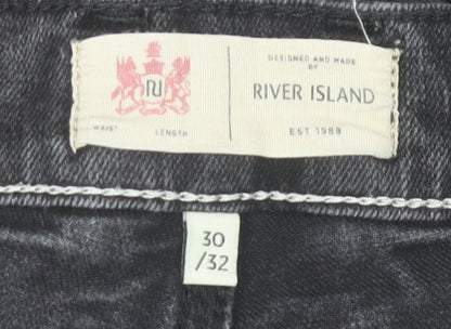 River Island Men's Black Slim Skinny Jeans 30W 32L Denim Stretch