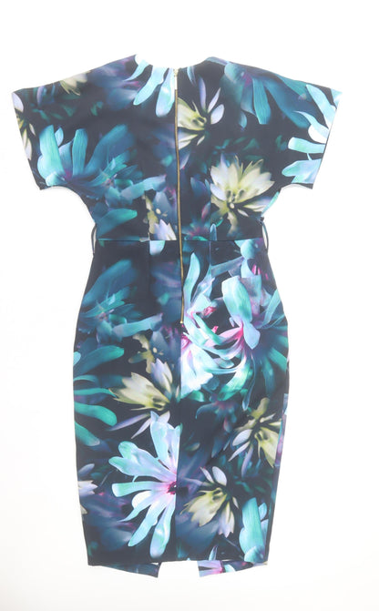 Closet London Women's Multicoloured Floral Bodycon Dress UK 10