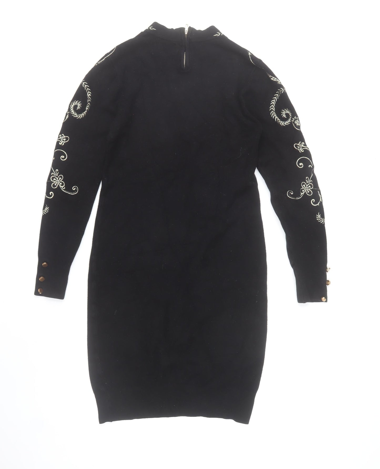 Frank Lyman Women’s Black Embroidered Knit Bodycon Dress Size M