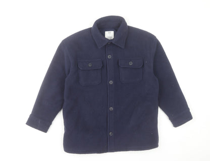 GAP Boys Blue Fleece Button-Up Long Sleeve Shirt 8-9 Years