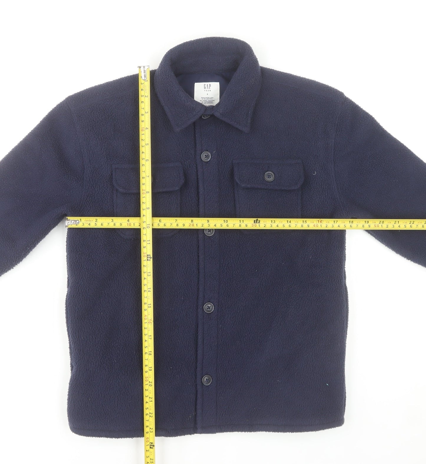GAP Boys Blue Fleece Button-Up Long Sleeve Shirt 8-9 Years