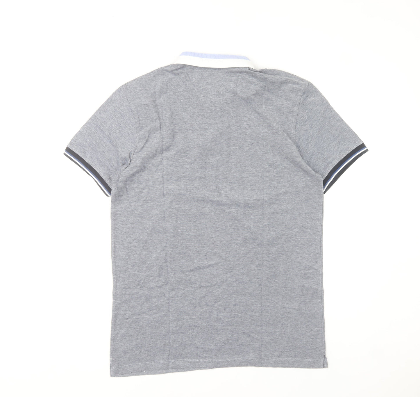 Zara Men’s Grey Short Sleeve Polo Shirt Size L Regular Fit