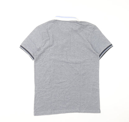 Zara Men’s Grey Short Sleeve Polo Shirt Size L Regular Fit
