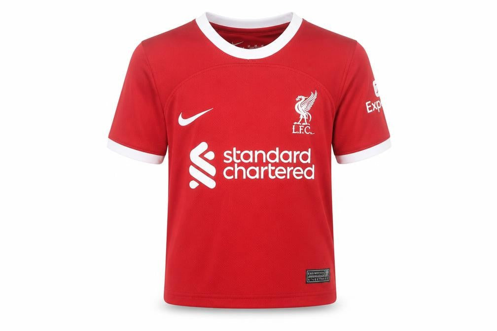 Front view of Nike boys’ red liverpool lfc football jersey 16 years short sleeve t-shirt