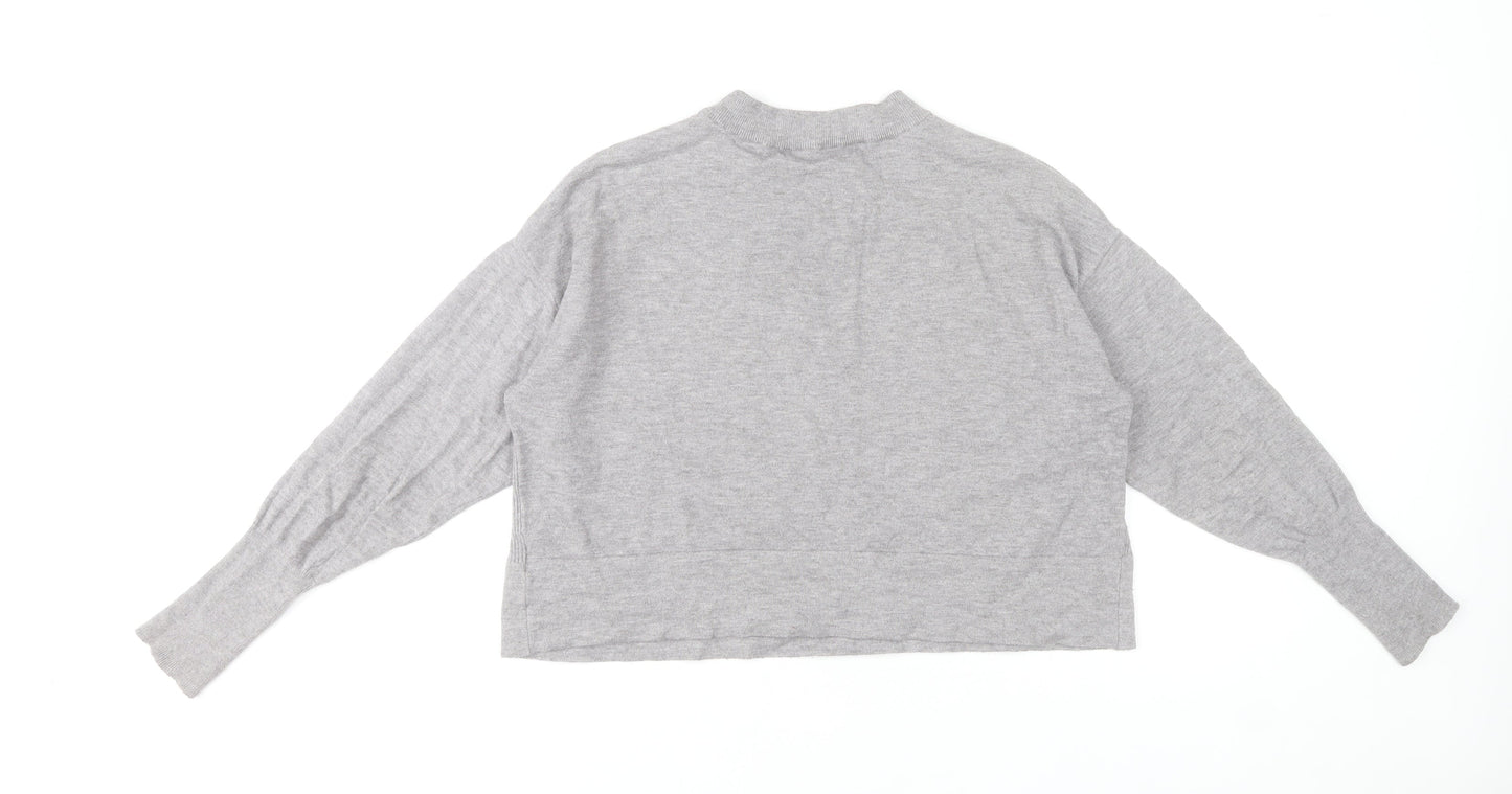 V by Very Women's Grey Mock Neck Knit Jumper Size 12