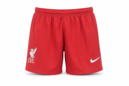 Front view of Nike boys’ red lfc dry-fit football shorts, size 16, years athletic fit