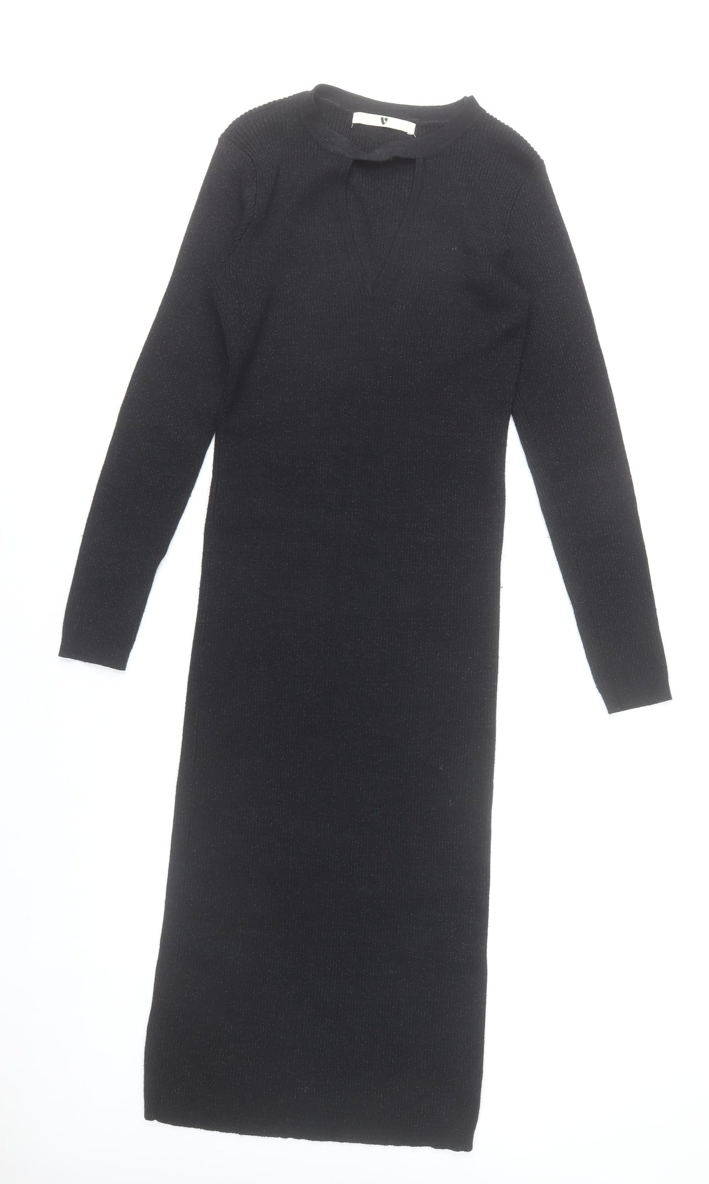 V by Very Women’s Black Long Sleeve Bodycon Knit Midi Dress Size 12