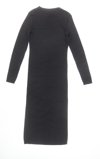 V by Very Women’s Black Long Sleeve Bodycon Knit Midi Dress Size 12