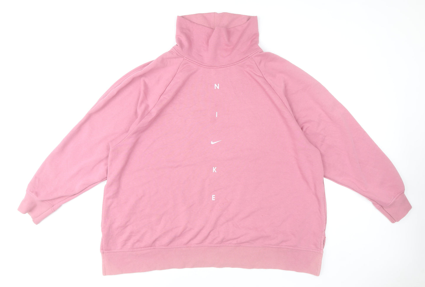 Nike Womens Pink 3XL Pullover Sweatshirt Cotton Blend High Neck
