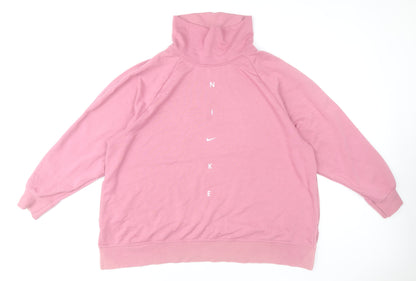 Nike Womens Pink 3XL Pullover Sweatshirt Cotton Blend High Neck