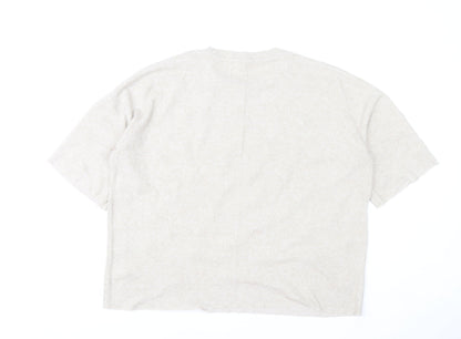 Zara Women Beige Beaded Knit Short Sleeve T-Shirt M