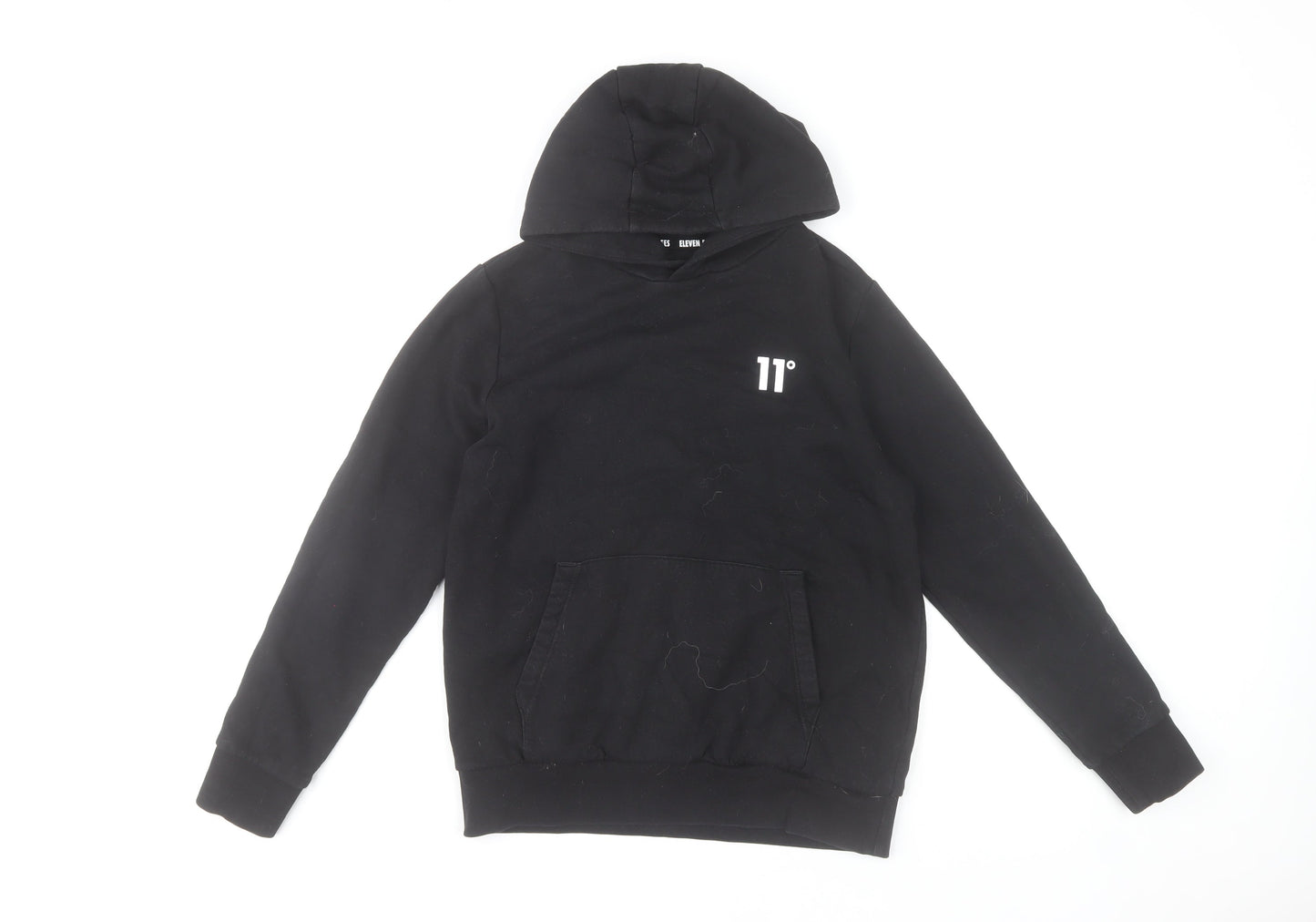 Eleven Degrees Boys Black Pullover Hoodie 12-13 Years Cotton Blend