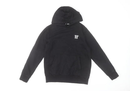 Eleven Degrees Boys Black Pullover Hoodie 12-13 Years Cotton Blend