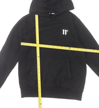 Eleven Degrees Boys Black Pullover Hoodie 12-13 Years Cotton Blend