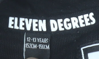Eleven Degrees Boys Black Pullover Hoodie 12-13 Years Cotton Blend