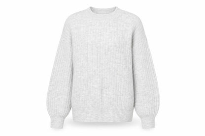 H&M Women’s Grey Crew Neck Rib-Knit Pullover Jumper Size M