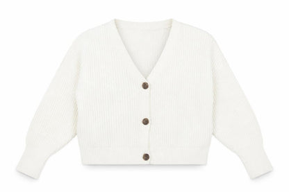 Vero Moda Women White Knit V-Neck Chunky Button Cardigan L