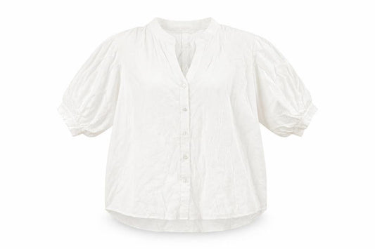 Apricot Women White Linen-Look Button Blouse UK 8 Short Sleeve V-Neck
