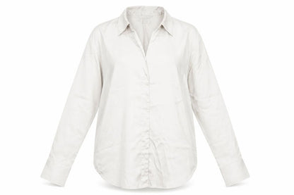 H&M Women Beige Button-Up Collared Blouse Size 12