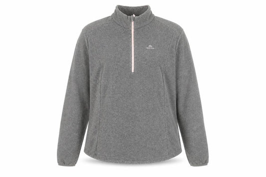 Decathlon Quechua Women Grey 1/4 Zip Fleece Sweatshirt 2XL