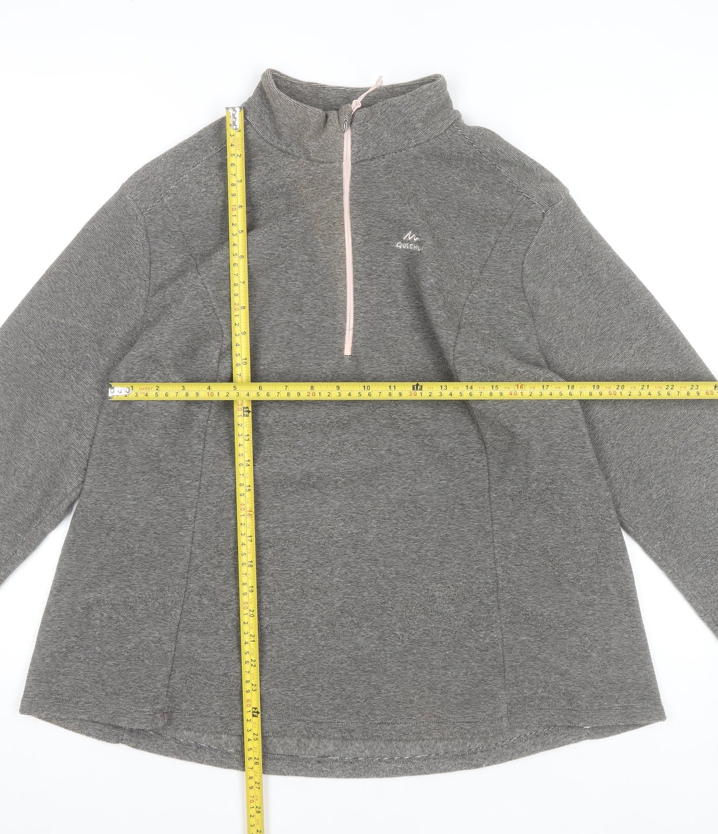 Decathlon Quechua Women Grey 1/4 Zip Fleece Sweatshirt 2XL