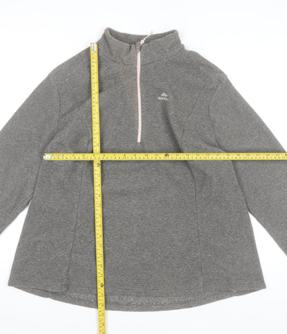 Decathlon Quechua Women Grey 1/4 Zip Fleece Sweatshirt 2XL