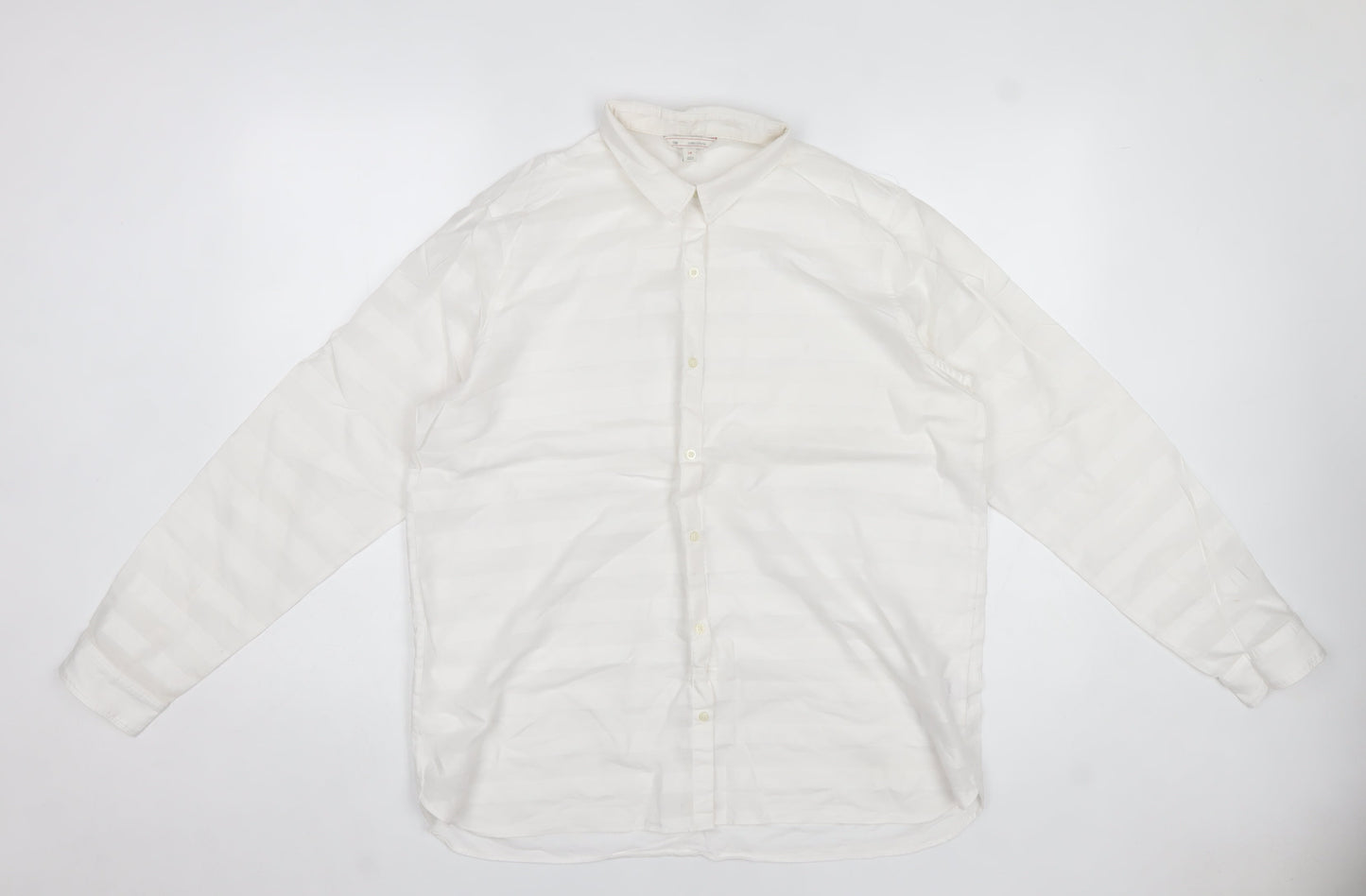 Gap Womens White Cotton Long Sleeve Collared Button-Up Shirt L
