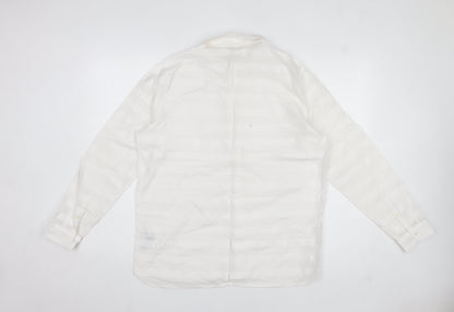 Gap Womens White Cotton Long Sleeve Collared Button-Up Shirt L