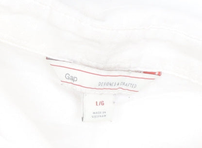 Gap Womens White Cotton Long Sleeve Collared Button-Up Shirt L