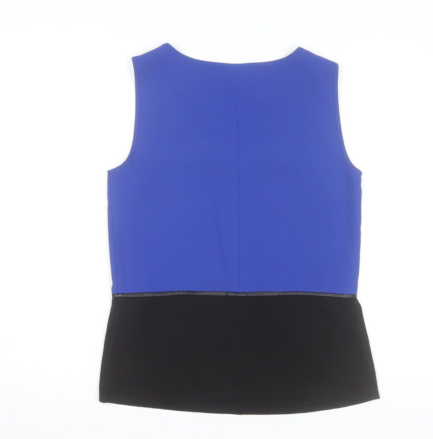Vila Womens Blue Black Colourblock Sleeveless Blouse XS