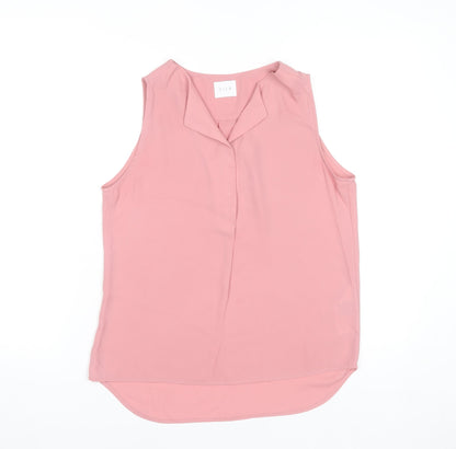Vila Women's Pink Sleeveless Collared Polyester Blouse XS