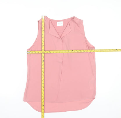 Vila Women's Pink Sleeveless Collared Polyester Blouse XS