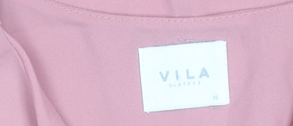 Vila Women's Pink Sleeveless Collared Polyester Blouse XS