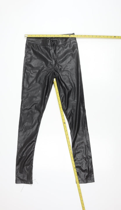 Boohoo Women Black Faux Leather Skinny Trousers UK 6