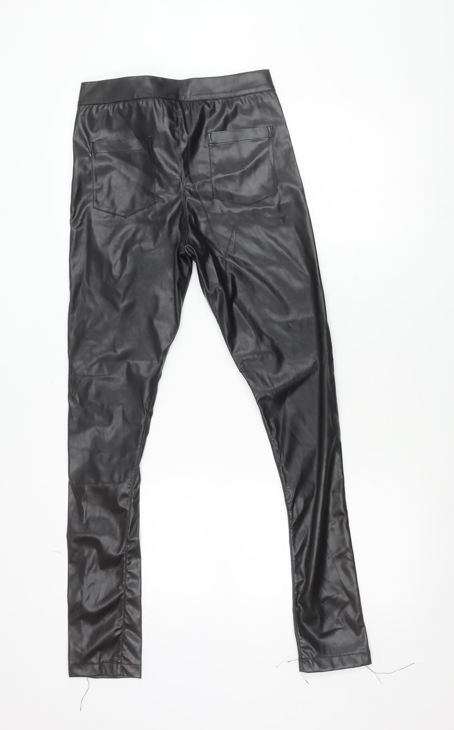 Boohoo Women Black Faux Leather Skinny Trousers UK 6