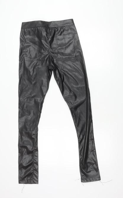 Boohoo Women Black Faux Leather Skinny Trousers UK 6