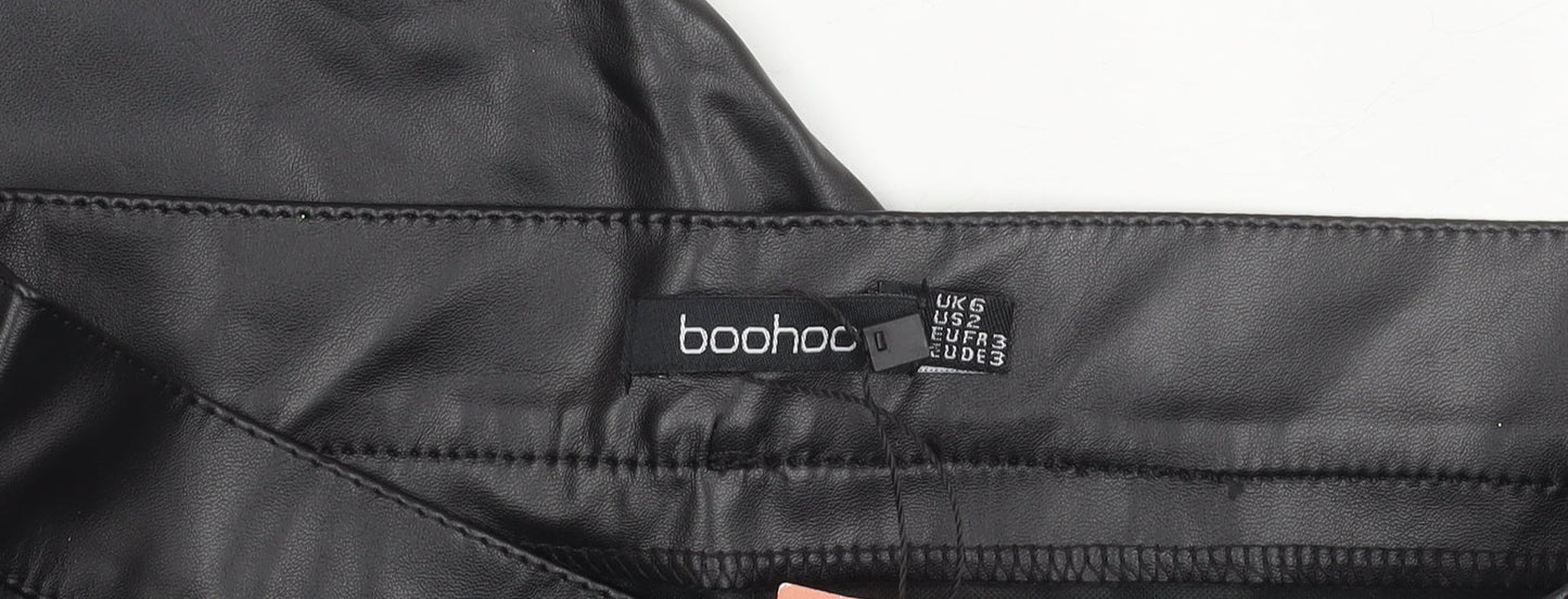 Boohoo Women Black Faux Leather Skinny Trousers UK 6