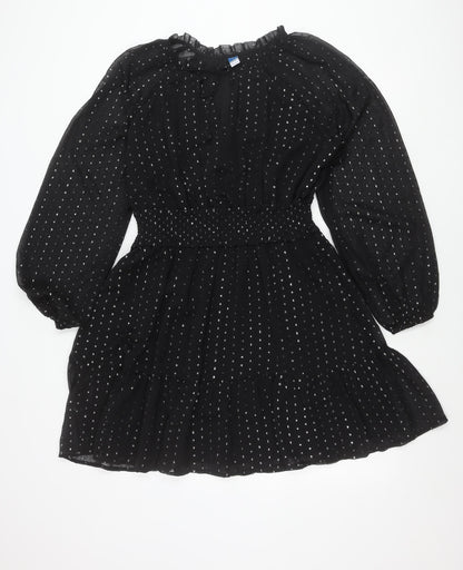 Old Navy Women’s Black Polka Dot Fit & Flare Chiffon Dress M