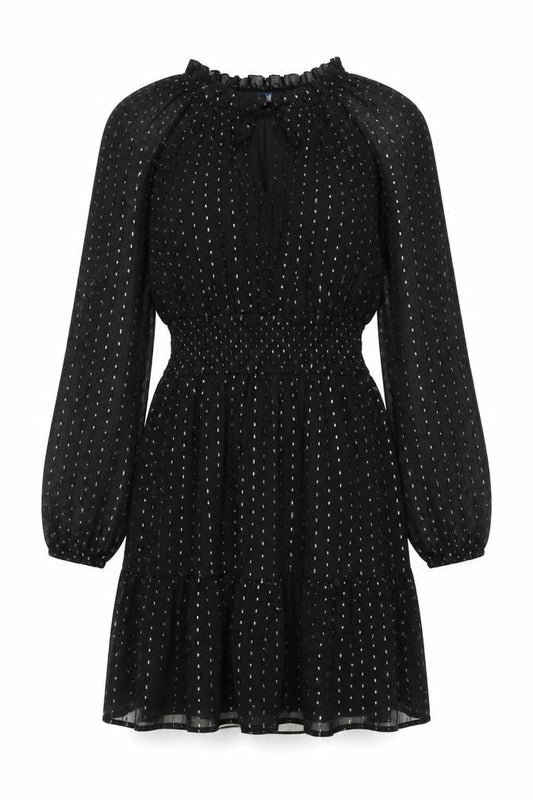 Old Navy Women’s Black Polka Dot Fit & Flare Chiffon Dress M