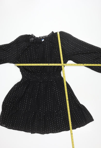 Old Navy Women’s Black Polka Dot Fit & Flare Chiffon Dress M