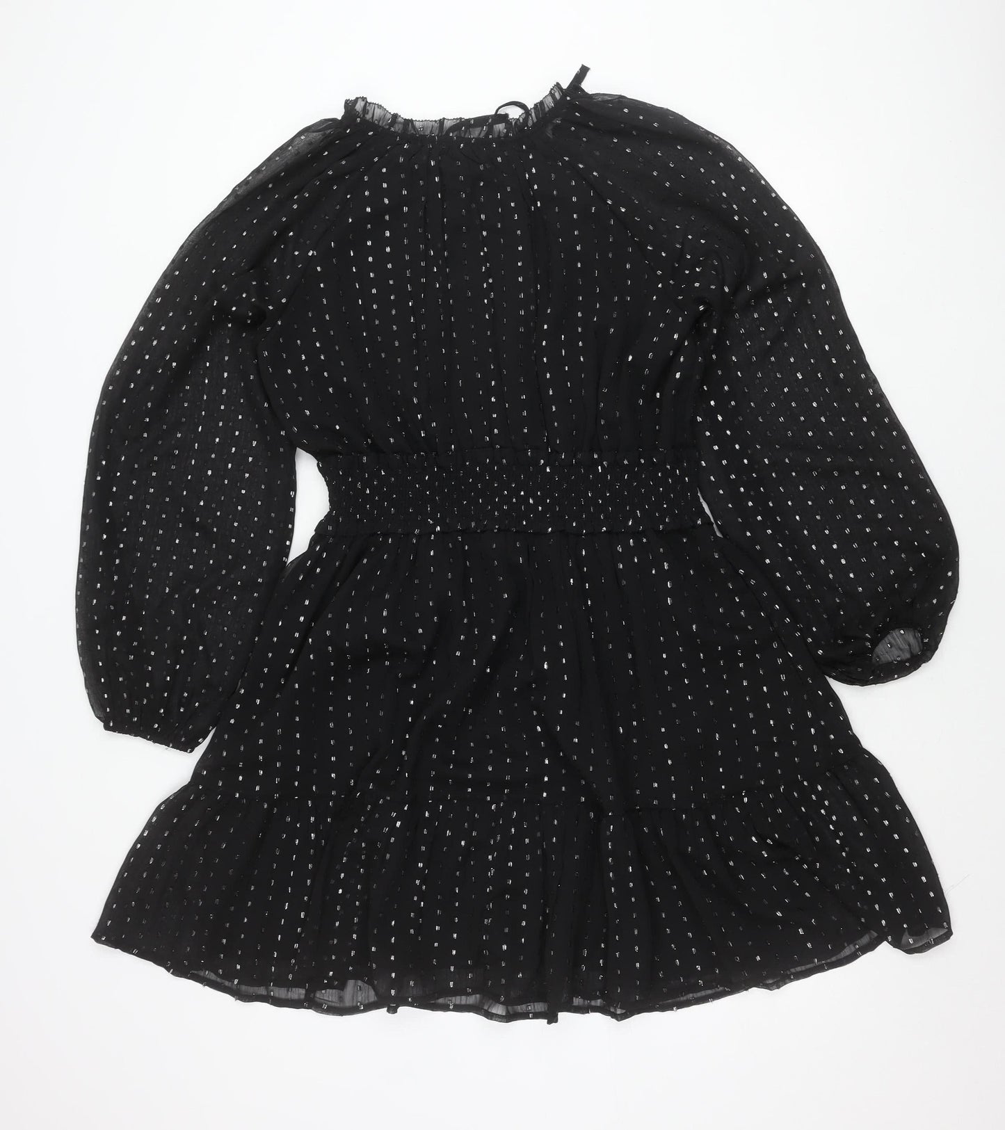 Old Navy Women’s Black Polka Dot Fit & Flare Chiffon Dress M