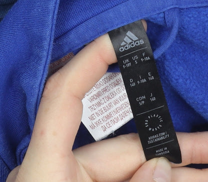 Adidas Girls Blue 9-10 Years 1/2 Zip Fleece Sweatshirt