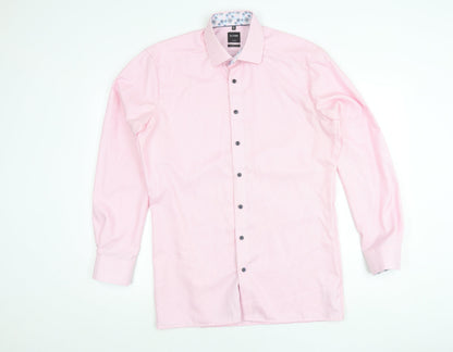 OLYMP Men's Pink Long Sleeve Classic Fit Cotton Business Shirt 15.75in
