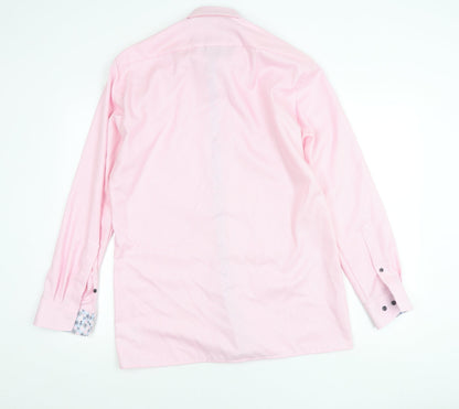 OLYMP Men's Pink Long Sleeve Classic Fit Cotton Business Shirt 15.75in
