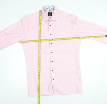 OLYMP Men's Pink Long Sleeve Classic Fit Cotton Business Shirt 15.75in