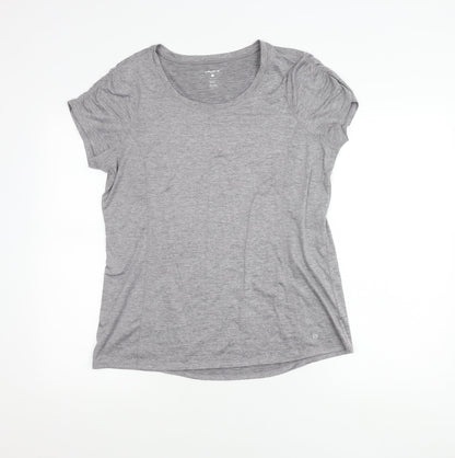 Layer 8 Women's Grey Quick Dry Polyester Blend Active T-Shirt Size L