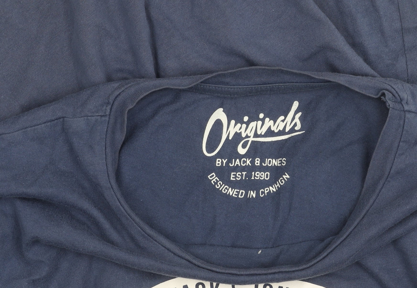 Jack & Jones Originals Men's Blue M Graphic Logo Cotton T-Shirt